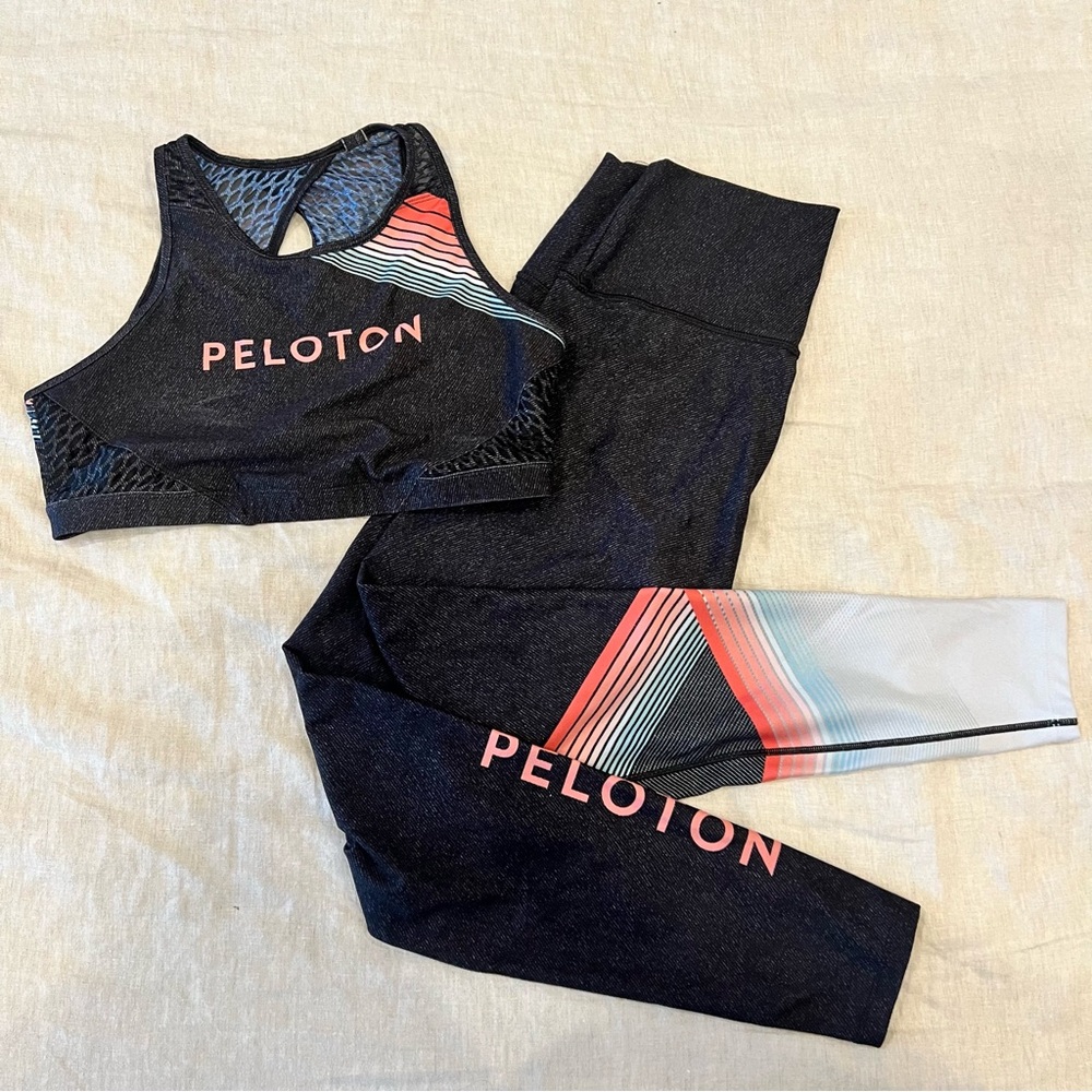 Peloton With roller girl bra and leggings set, both size L